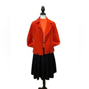 Tahari scarlet red wool blend moto jacket SizeS gently used, excellent condition
